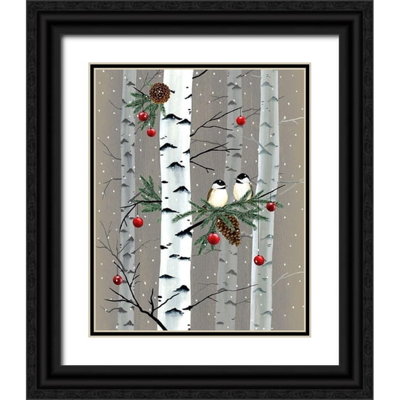 Popp, Grace 15x18 Black Ornate Wood Framed with Double Matting Museum Art Print Titled - Birch Birds I