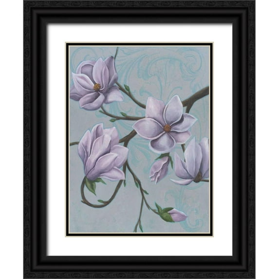 Popp, Grace 15x18 Black Ornate Wood Framed with Double Matting Museum Art Print Titled - Branches of Magnolia I