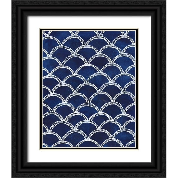 Popp, Grace 15x18 Black Ornate Wood Framed with Double Matting Museum Art Print Titled - Indigo Pattern II