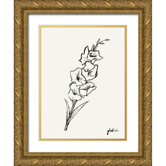 Popp, Grace 15x18 Gold Ornate Wood Framed with Double Matting Museum Art Print Titled - Gladiola Sketch II