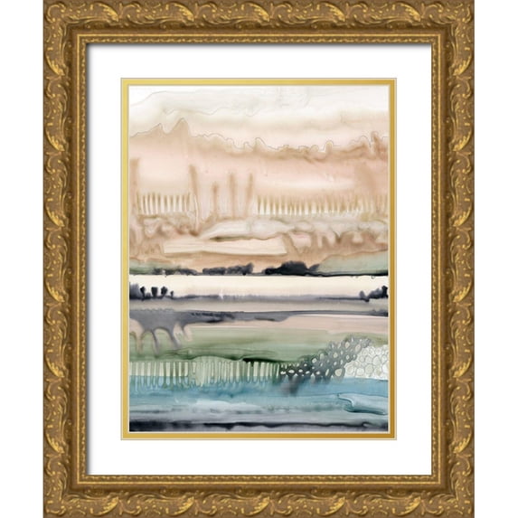 Popp, Grace 15x18 Gold Ornate Wood Framed with Double Matting Museum Art Print Titled - Mesa Horizon Strata II