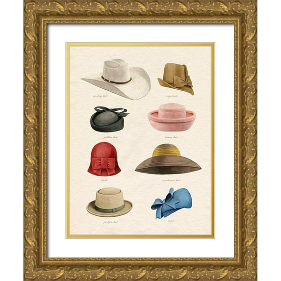 Popp, Grace 15x18 Gold Ornate Wood Framed with Double Matting Museum Art Print Titled - Vintage Hats I