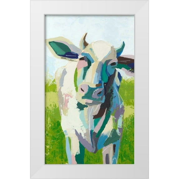 Popp, Grace 16x24 White Modern Wood Framed Museum Art Print Titled - Painterly Cow II