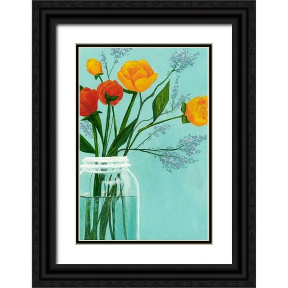 Popp, Grace 17x24 Black Ornate Wood Framed with Double Matting Museum Art Print Titled - Sylvan Bouquet I