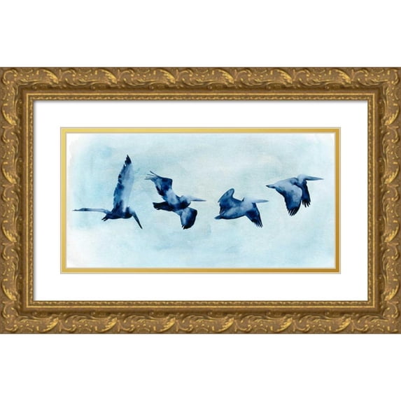 Popp, Grace 18x11 Gold Ornate Wood Framed with Double Matting Museum Art Print Titled - Coastal Covey II