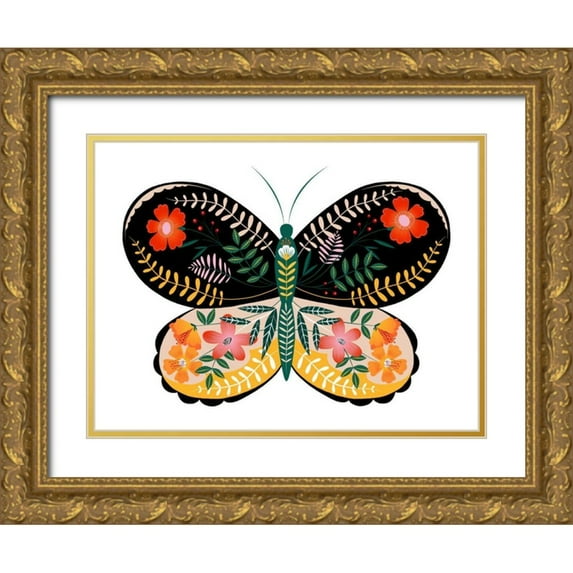Popp, Grace 18x15 Gold Ornate Wood Framed with Double Matting Museum Art Print Titled - Butterfly Petals I