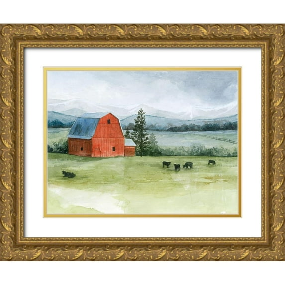 Popp, Grace 18x15 Gold Ornate Wood Framed with Double Matting Museum Art Print Titled - Valley Herd II