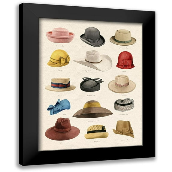 Popp, Grace 19x24 Black Modern Framed Museum Art Print Titled - Vintage Hats III