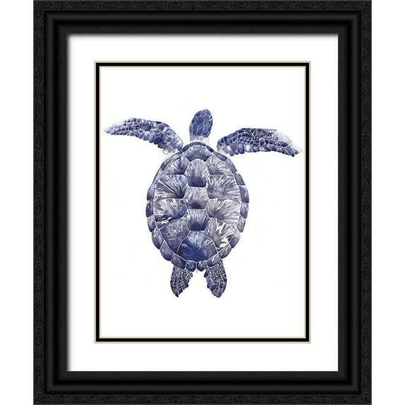 Popp, Grace 19x24 Black Ornate Wood Framed with Double Matting Museum Art Print Titled - Marine Turtle I