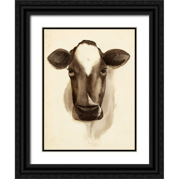 Popp, Grace 19x24 Black Ornate Wood Framed with Double Matting Museum Art Print Titled - Watercolor Barn Animals IV
