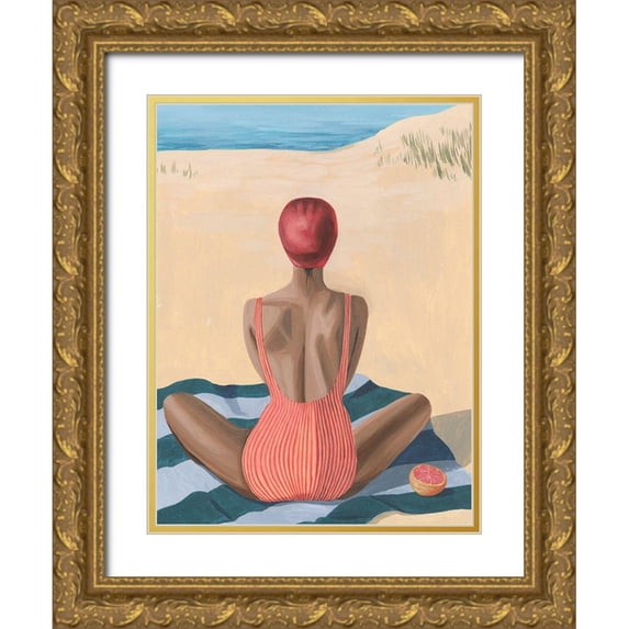 Popp, Grace 19x24 Gold Ornate Wood Framed with Double Matting Museum Art Print Titled - Pomello Beach I