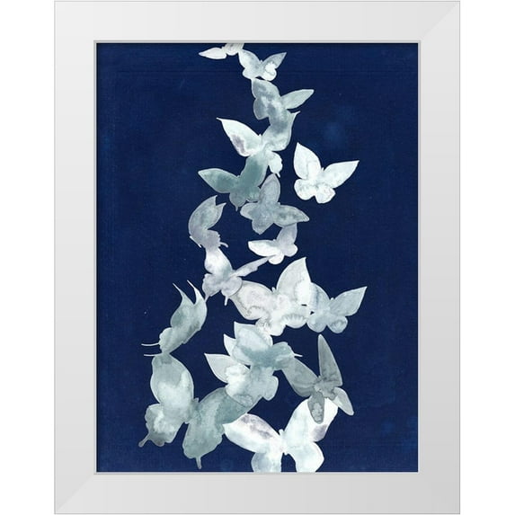 Popp, Grace 19x24 White Modern Wood Framed Museum Art Print Titled - Indigo Butterfly Falls II