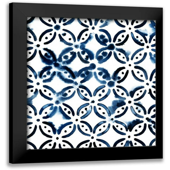Popp, Grace 20x20 Black Modern Framed Museum Art Print Titled - Cobalt Watercolor Tiles I