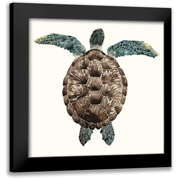 Popp, Grace 20x20 Black Modern Framed Museum Art Print Titled - Mosaic Turtle I