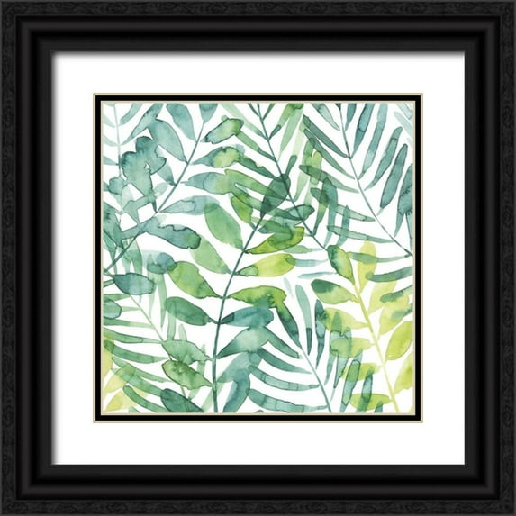 Popp, Grace 20x20 Black Ornate Wood Framed with Double Matting Museum Art Print Titled - Frond Waltz I