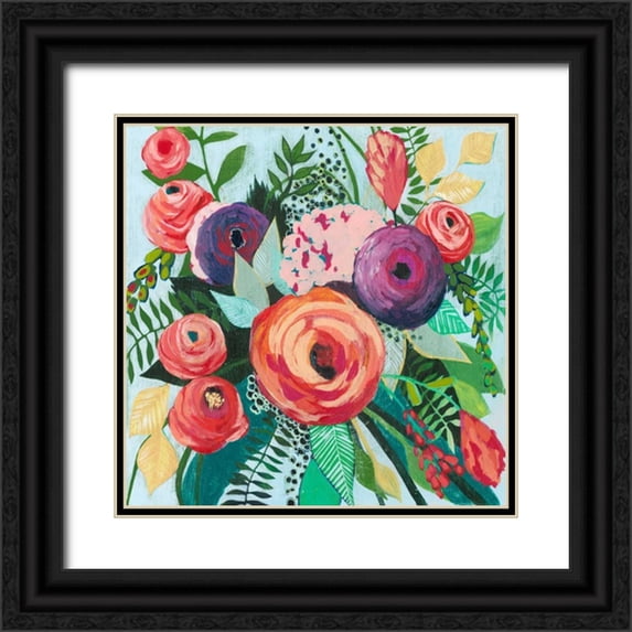 Popp, Grace 20x20 Black Ornate Wood Framed with Double Matting Museum Art Print Titled - Halcyon Bouquet II