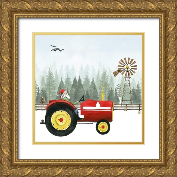 Popp, Grace 20x20 Gold Ornate Wood Framed with Double Matting Museum Art Print Titled - Country Santa II