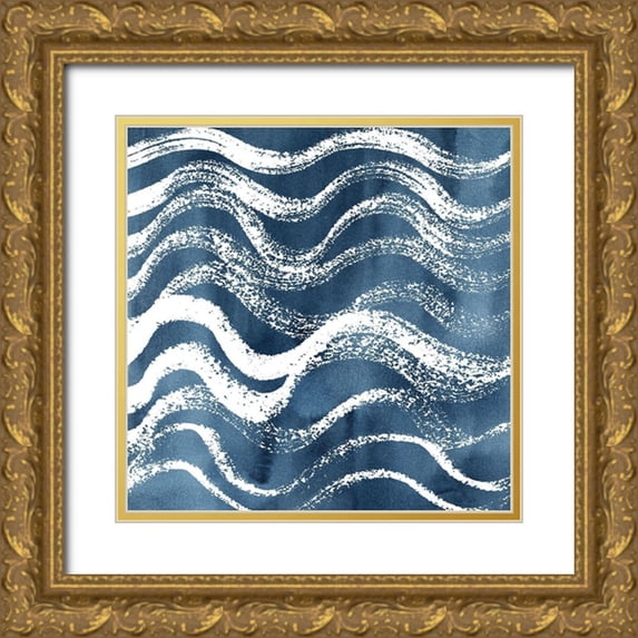 Popp, Grace 20x20 Gold Ornate Wood Framed with Double Matting Museum Art Print Titled - Indigo Ripple IX