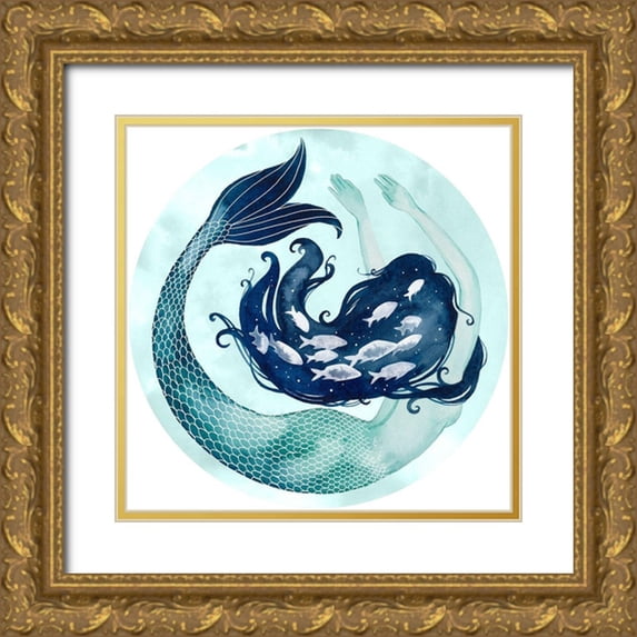 Popp, Grace 20x20 Gold Ornate Wood Framed with Double Matting Museum Art Print Titled - Mermaid Scales Collection C