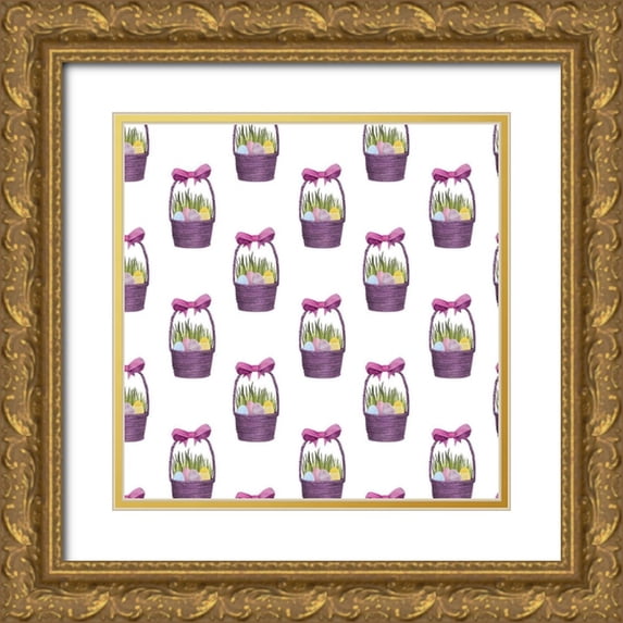 Popp, Grace 20x20 Gold Ornate Wood Framed with Double Matting Museum Art Print Titled - Puppy Easter Collection H