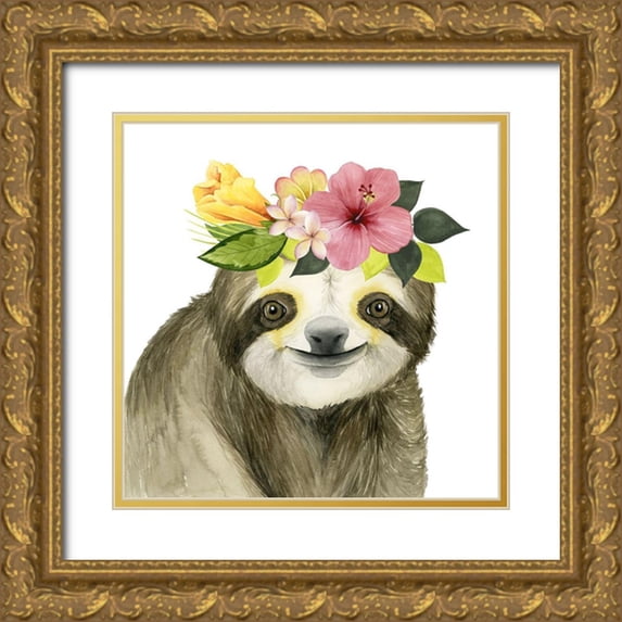 Popp, Grace 20x20 Gold Ornate Wood Framed with Double Matting Museum Art Print Titled - Tropical Halo VIII