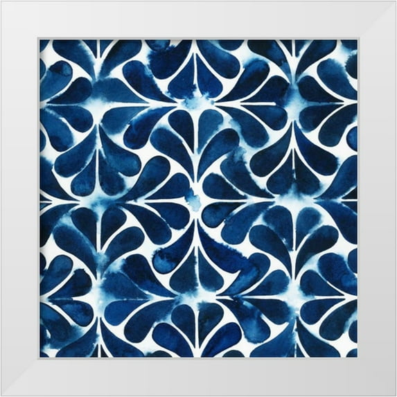Popp, Grace 20x20 White Modern Wood Framed Museum Art Print Titled - Cobalt Watercolor Tiles III