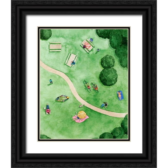Popp, Grace 20x24 Black Ornate Wood Framed with Double Matting Museum Art Print Titled - A Day in the Park II