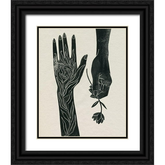 Popp, Grace 20x24 Black Ornate Wood Framed with Double Matting Museum Art Print Titled - Forget Me Not Gesture II