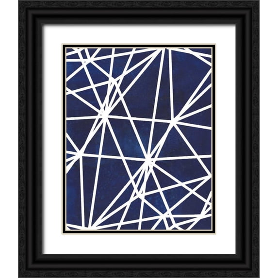 Popp, Grace 20x24 Black Ornate Wood Framed with Double Matting Museum Art Print Titled - Indigo Pattern I