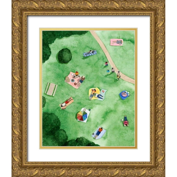 Popp, Grace 20x24 Gold Ornate Wood Framed with Double Matting Museum Art Print Titled - A Day in the Park I