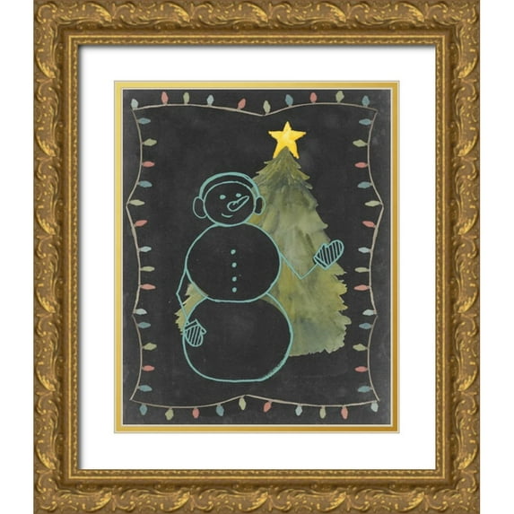 Popp, Grace 20x24 Gold Ornate Wood Framed with Double Matting Museum Art Print Titled - Chalkboard Snowman II