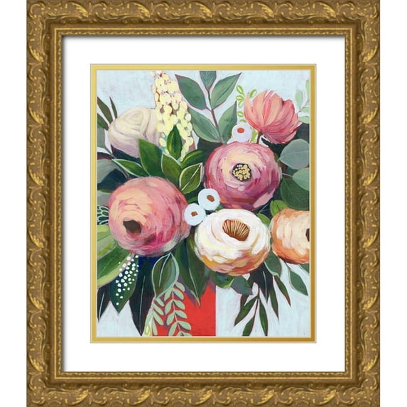 Popp, Grace 20x24 Gold Ornate Wood Framed with Double Matting Museum Art Print Titled - Lustrous Bouquet I