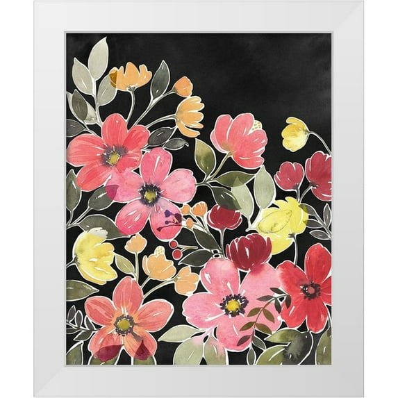 Popp, Grace 20x24 White Modern Wood Framed Museum Art Print Titled - Night Flora II