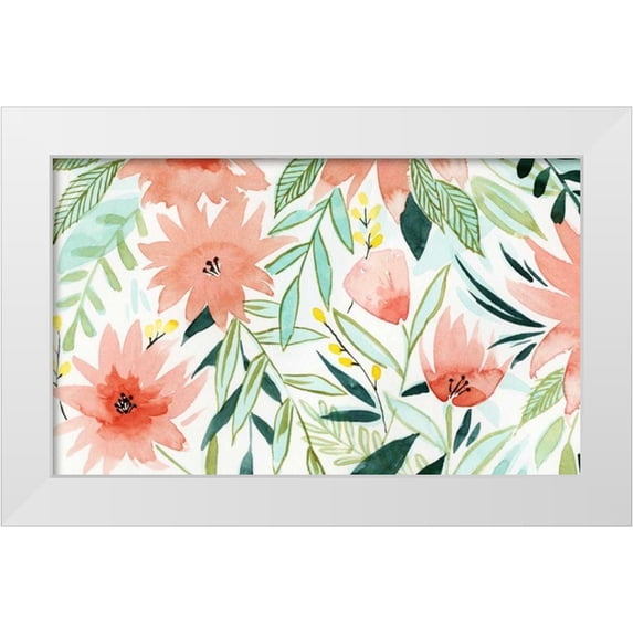 Popp, Grace 24x16 White Modern Wood Framed Museum Art Print Titled - Tropical Drift III