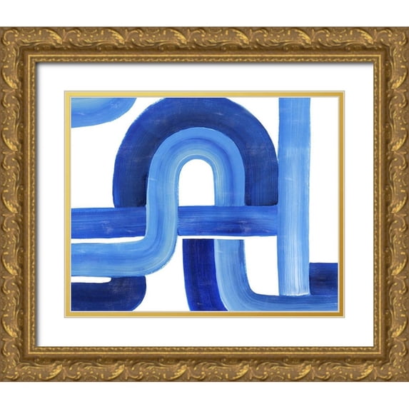 Popp, Grace 24x20 Gold Ornate Wood Framed with Double Matting Museum Art Print Titled - Woven Cobalt I