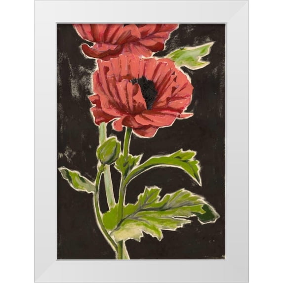 Popp, Grace 24x32 White Modern Wood Framed Museum Art Print Titled - Haloed Poppies II