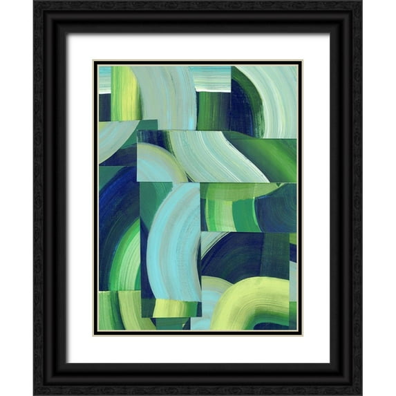 Popp, Grace 25x32 Black Ornate Wood Framed with Double Matting Museum Art Print Titled - Oceanic Patchwork II