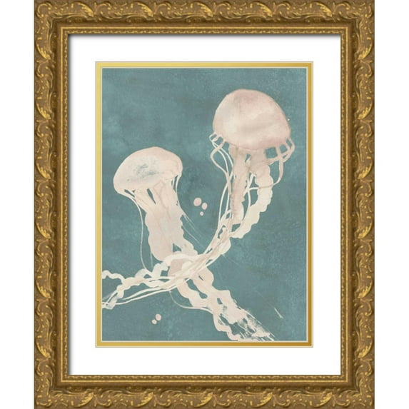 Popp, Grace 25x32 Gold Ornate Wood Framed with Double Matting Museum Art Print Titled - Jellyfish Dance II
