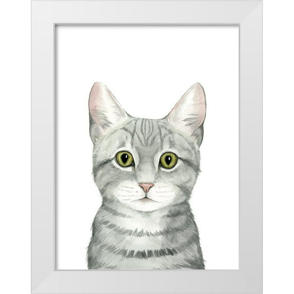 Popp, Grace 25x32 White Modern Wood Framed Museum Art Print Titled - Cat Portrait III