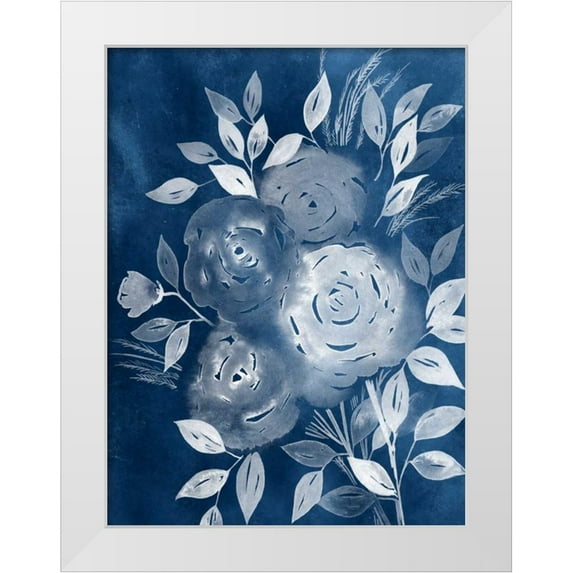 Popp, Grace 25x32 White Modern Wood Framed Museum Art Print Titled - Cyanotype Roses II