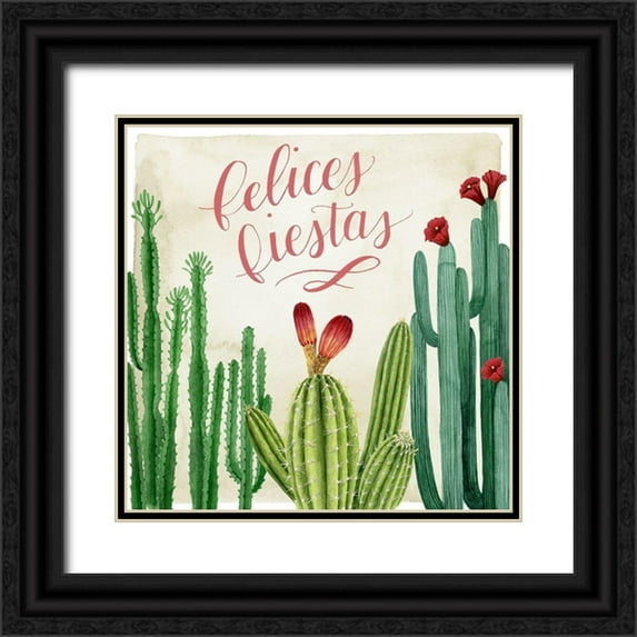 Popp, Grace 26x26 Black Ornate Wood Framed with Double Matting Museum Art Print Titled - Christmas Cactus II