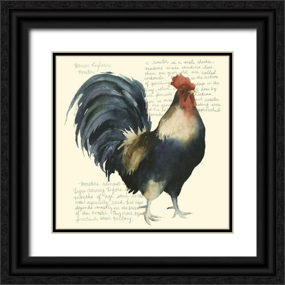 Popp, Grace 26x26 Black Ornate Wood Framed with Double Matting Museum Art Print Titled - Custom Roosters Crow I (ASH)