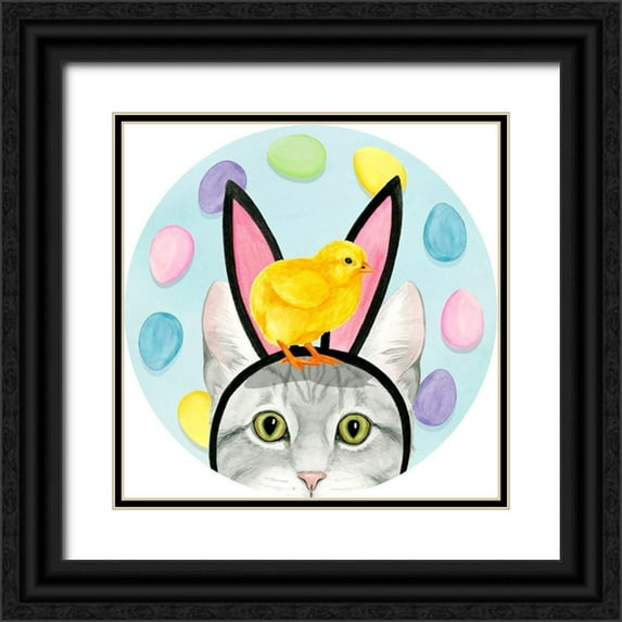 Popp, Grace 26x26 Black Ornate Wood Framed with Double Matting Museum Art Print Titled - Easter Cats Collection C