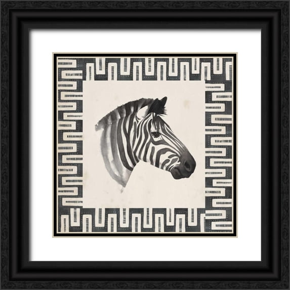 Popp, Grace 26x26 Black Ornate Wood Framed with Double Matting Museum Art Print Titled - Safari Zebra I
