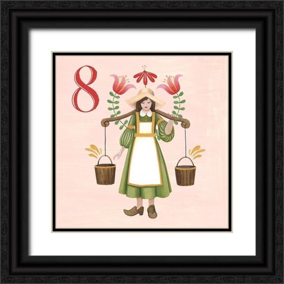 Popp, Grace 26x26 Black Ornate Wood Framed with Double Matting Museum Art Print Titled - Twelve Days VIII