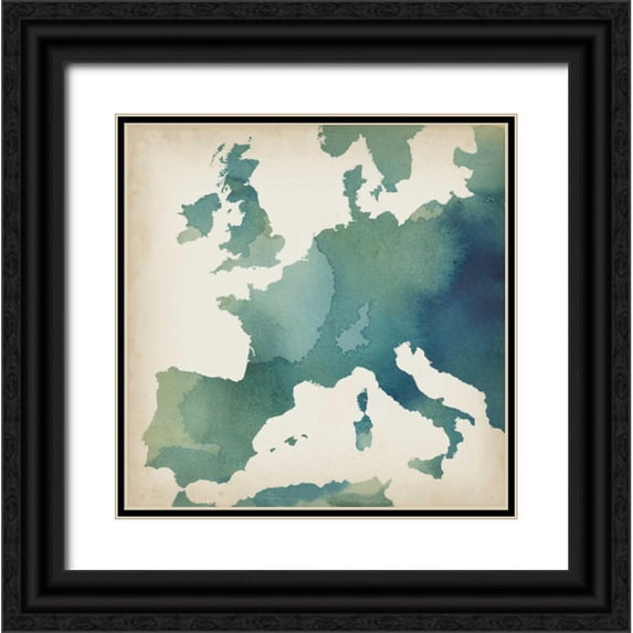 Popp, Grace 26x26 Black Ornate Wood Framed with Double Matting Museum Art Print Titled - Watercolor Map Collection G