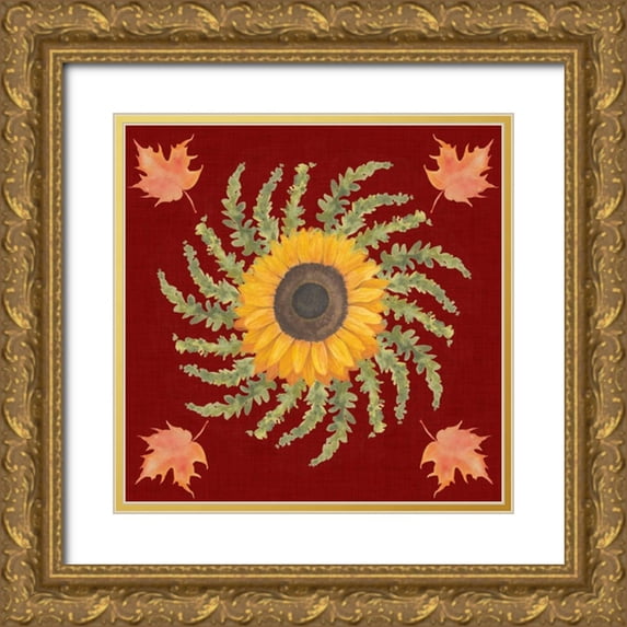 Popp, Grace 26x26 Gold Ornate Wood Framed with Double Matting Museum Art Print Titled - Autumn Floral I