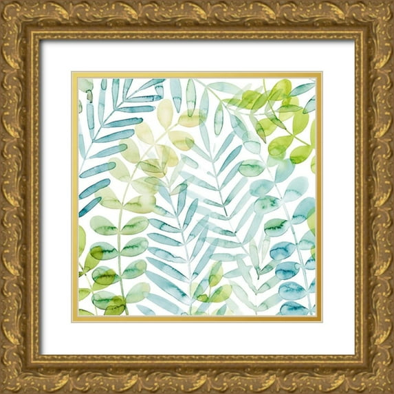 Popp, Grace 26x26 Gold Ornate Wood Framed with Double Matting Museum Art Print Titled - Dancing Palms II