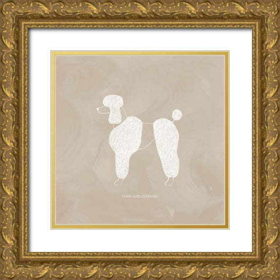 Popp, Grace 26x26 Gold Ornate Wood Framed with Double Matting Museum Art Print Titled - Poodle Cuts V