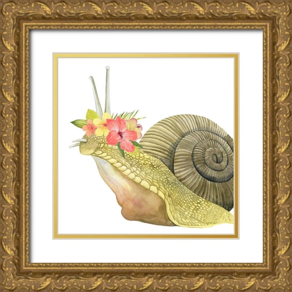 Popp, Grace 26x26 Gold Ornate Wood Framed with Double Matting Museum Art Print Titled - Tropical Halo I